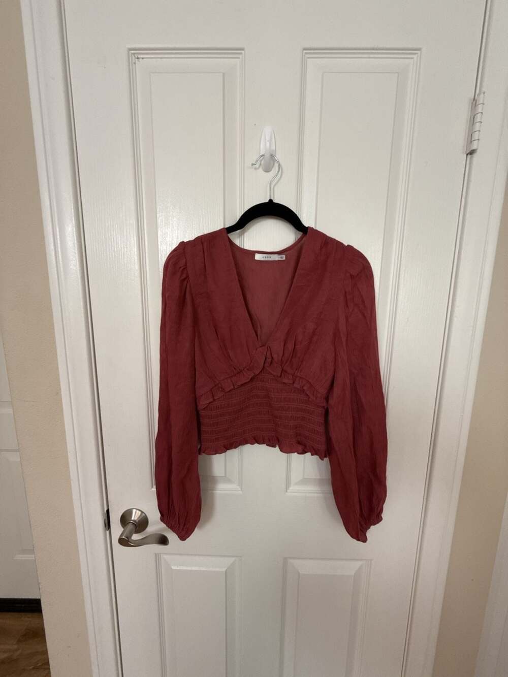 Lush Women's Long Sleeve Smocked Waist Blouse Size S